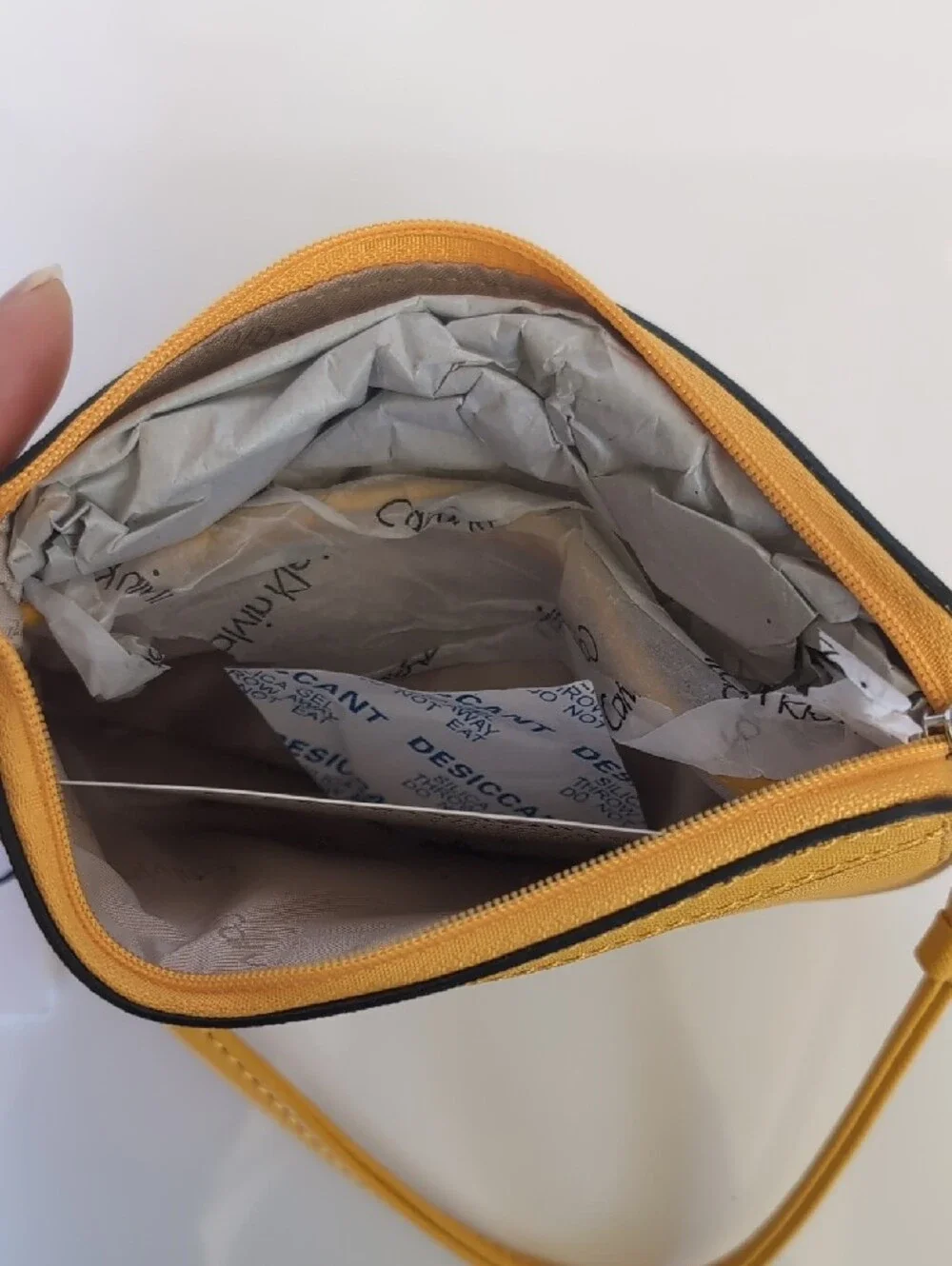 Calvin Klein Yellow Wristlet Clutch with Silver Logo